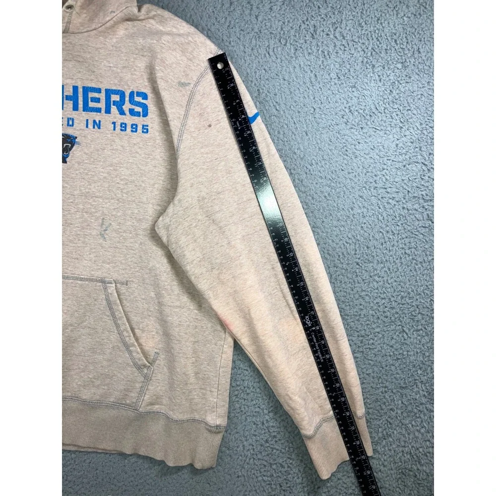 Nike Hoodie Men 3XL NFL Carolina Panthers Oatmeal Beige Blue Paint 90s Thrashed